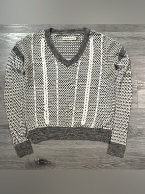 Abercrombie & Fitch 90s Y2K Fishnet Crochet Braided Lace-Up Long Sleeve Shirt XS